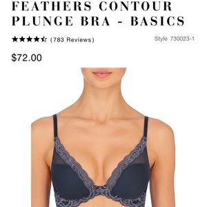 Natori Plunge Bra.  Feathers in the color Coal